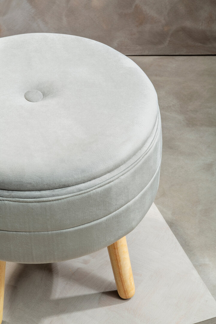 Cannes Grey Velvet Stool