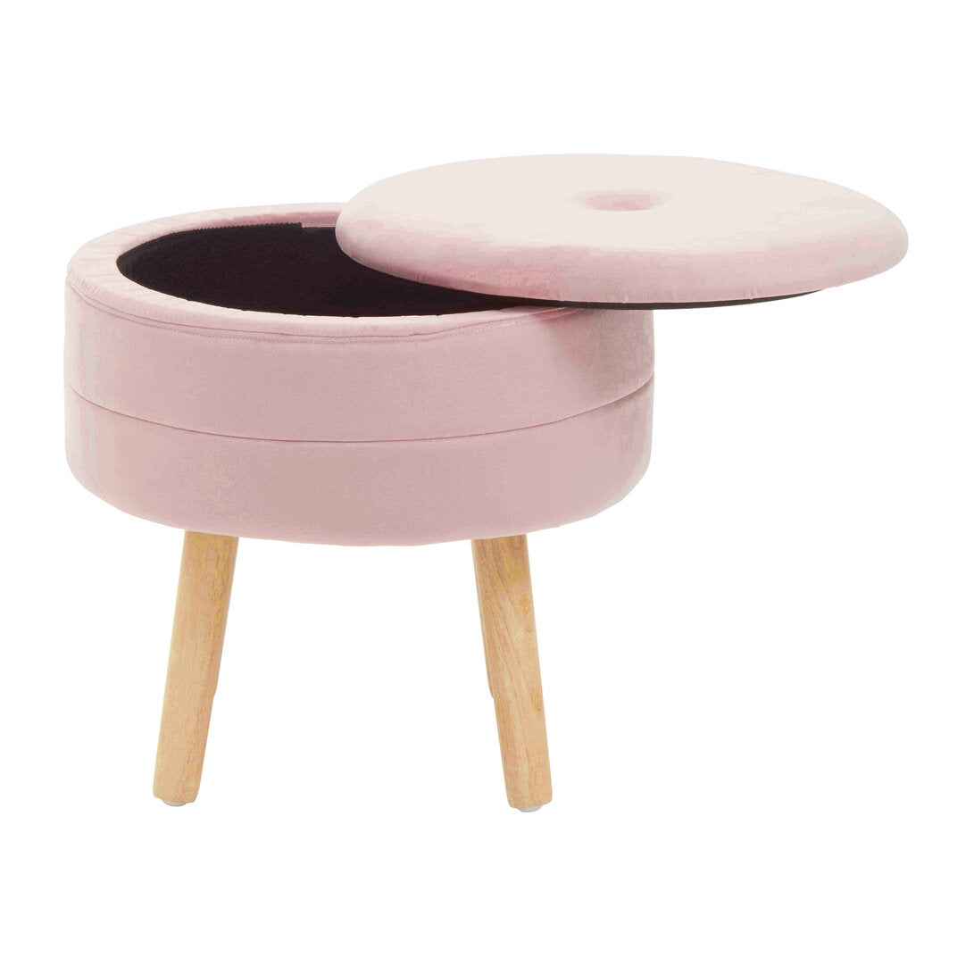 Cannes Pink Velvet Stool