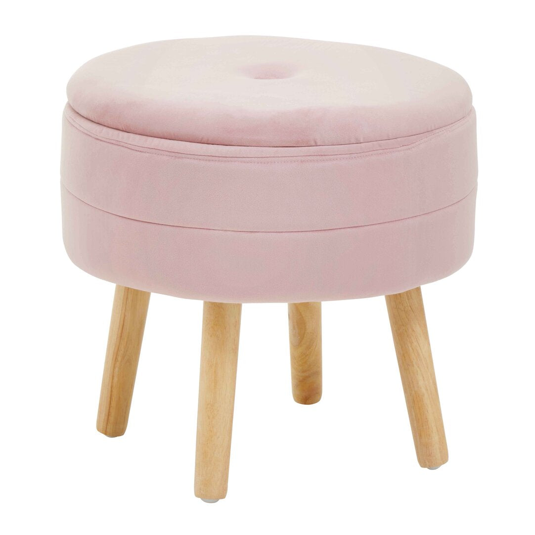 Cannes Pink Velvet Stool