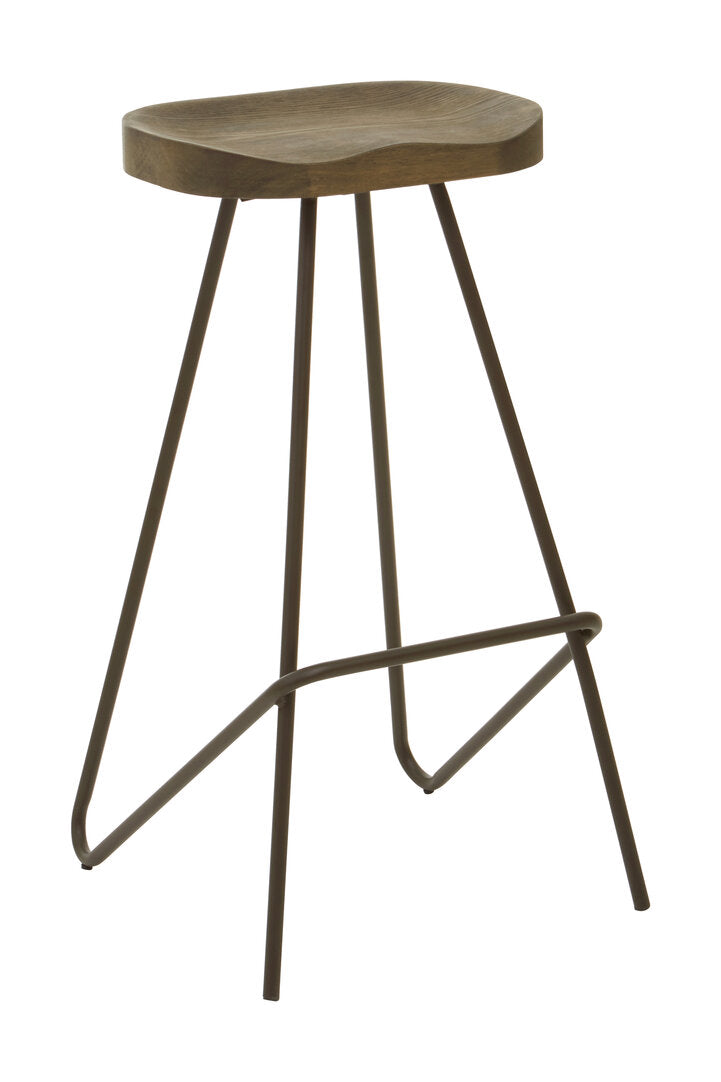 Madison Wooden Top Bar Stool With Metal Legs