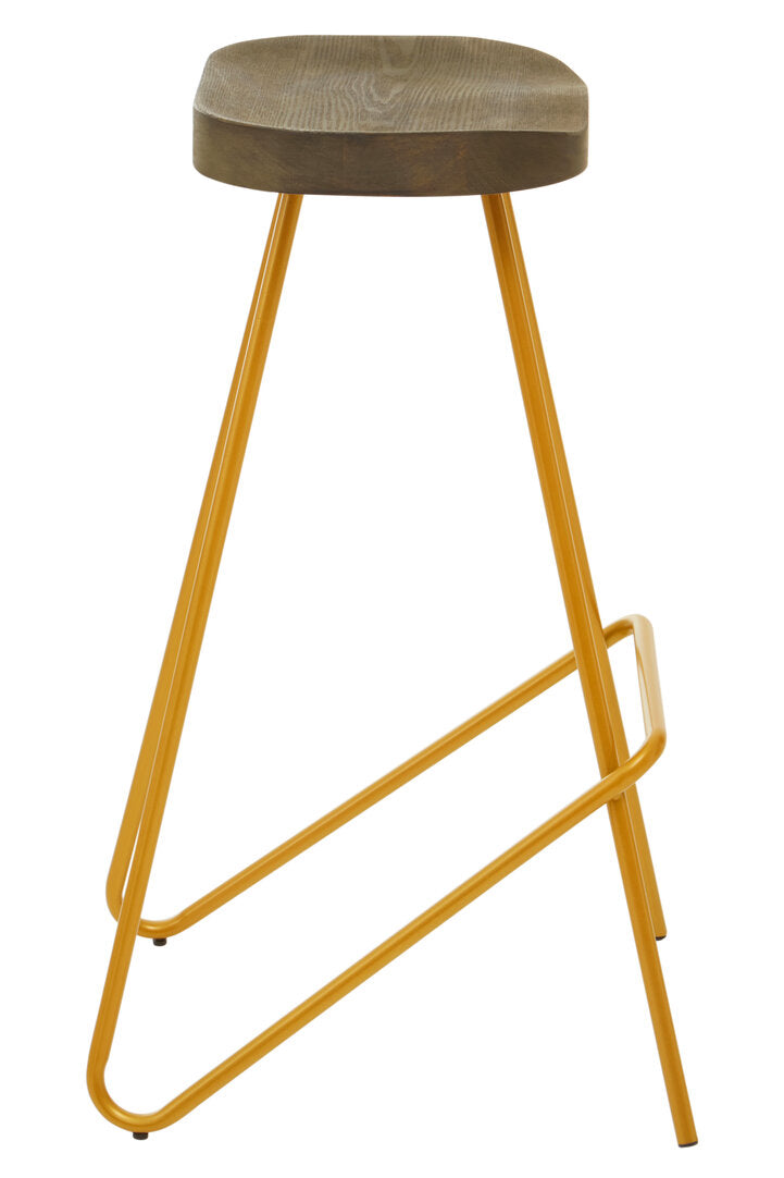 Madison Elm Wood Bar Stool With Metal Legs