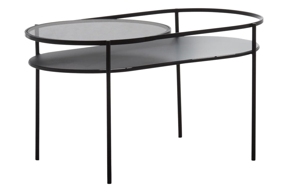 Bath Grey Glass 2 Tier Oval Coffee Table