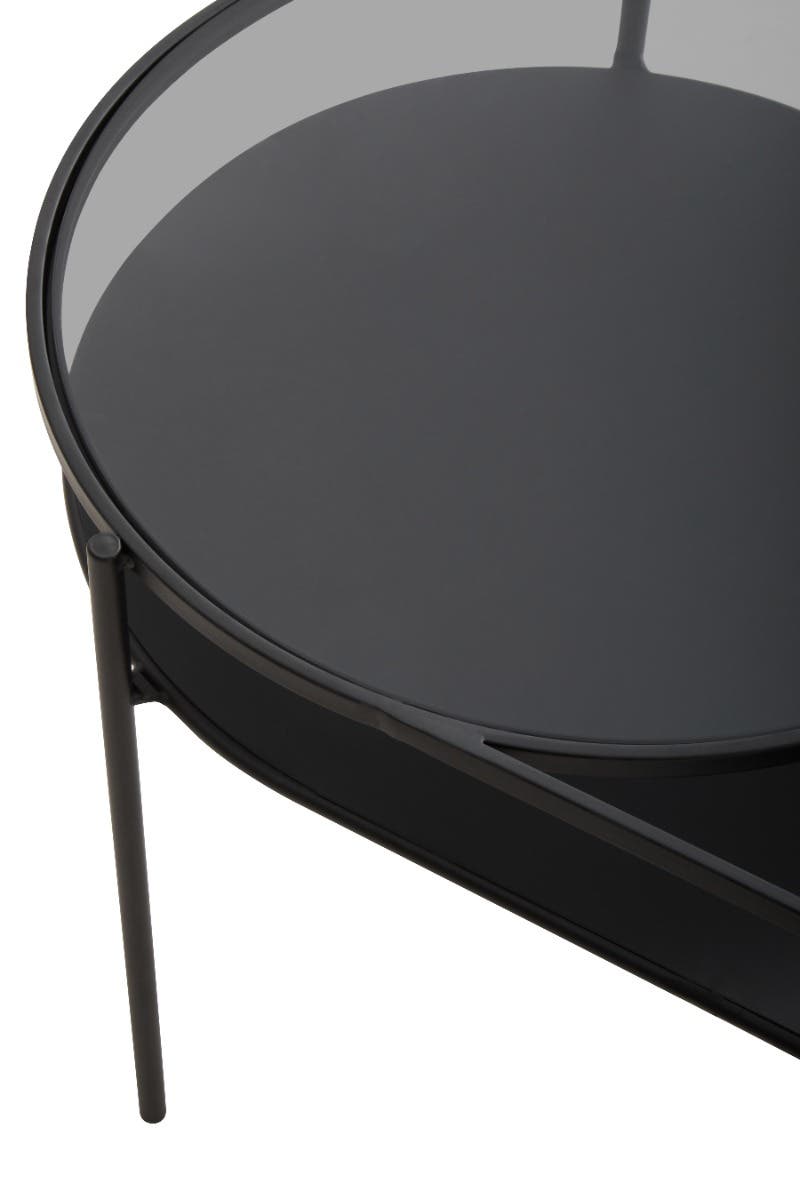 Bath Grey Glass 2 Tier Oval Coffee Table