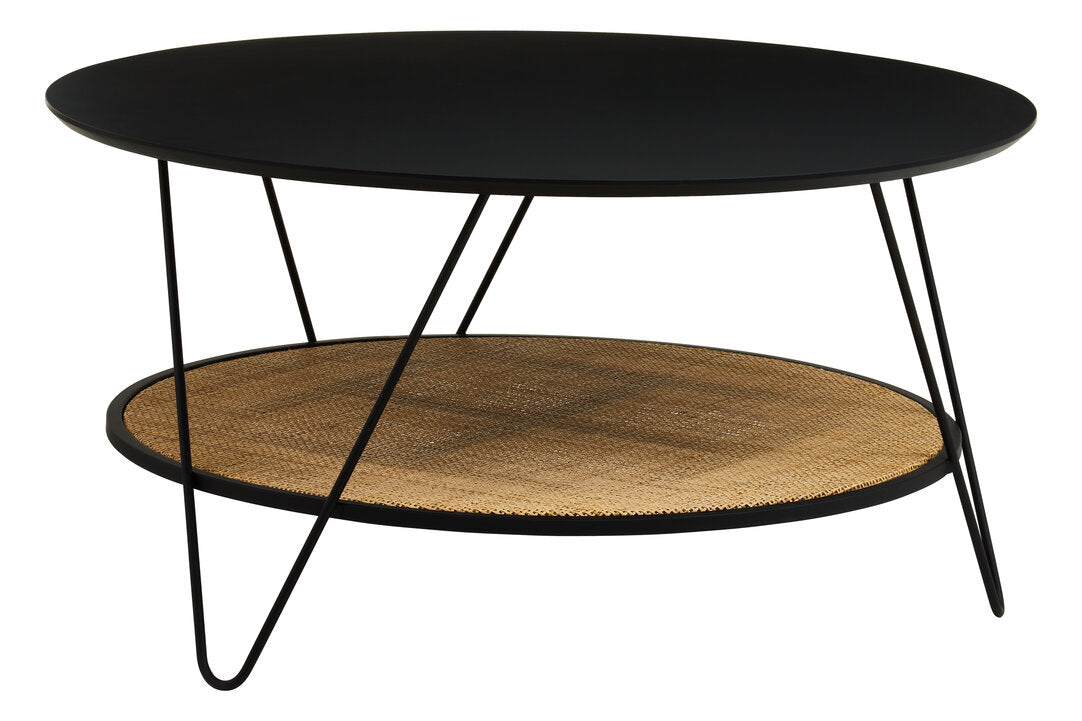 Porto Rattan And Metal Coffee Table With Hairpin Legs