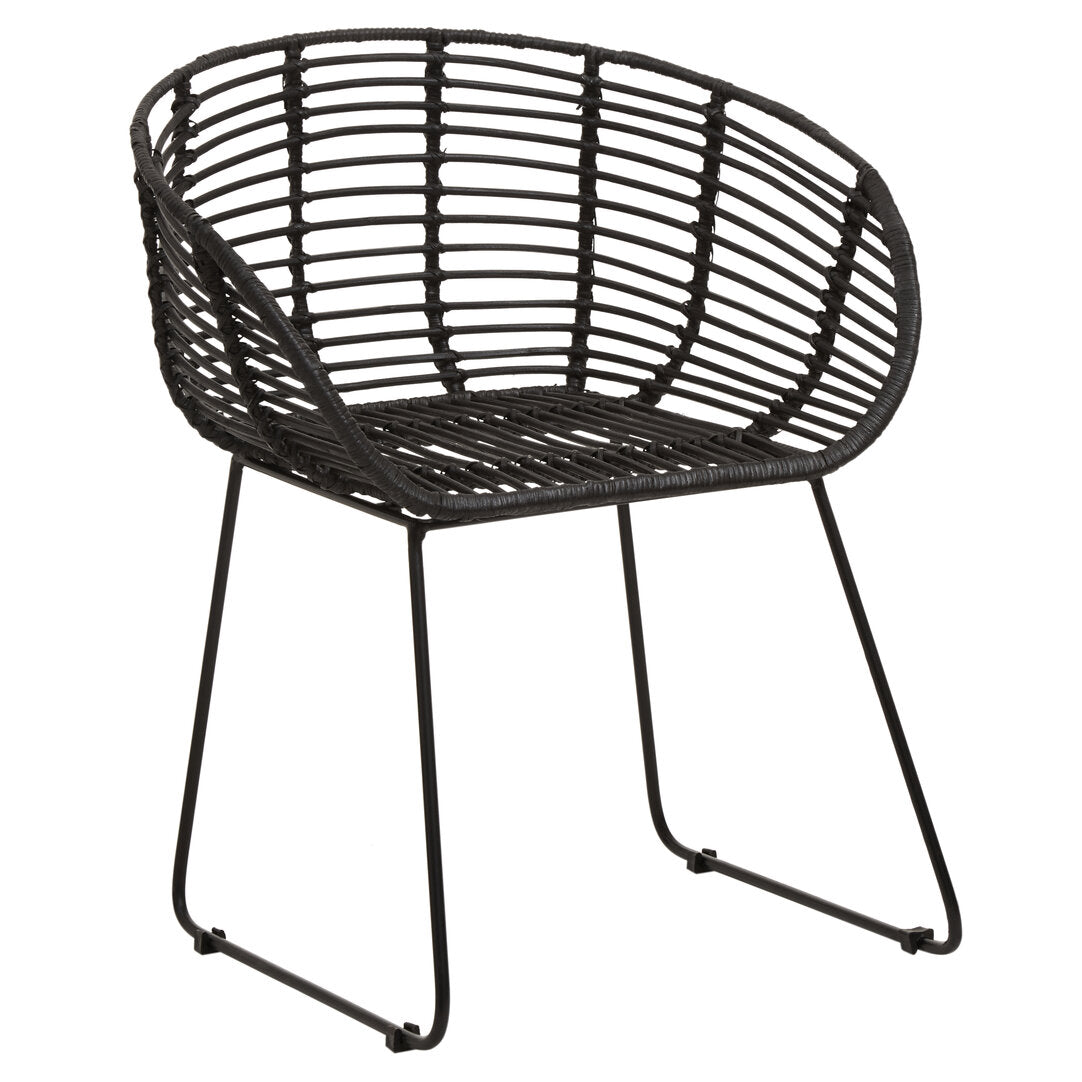Hudson Black Natural Rattan Chair