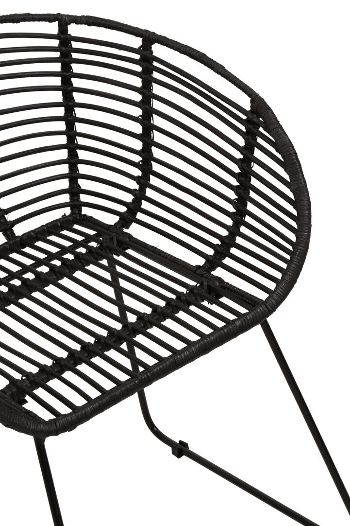 Hudson Black Natural Rattan Chair