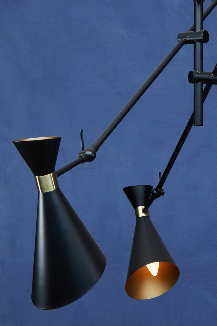 Bath 3 Shade Black And Gold Pendant