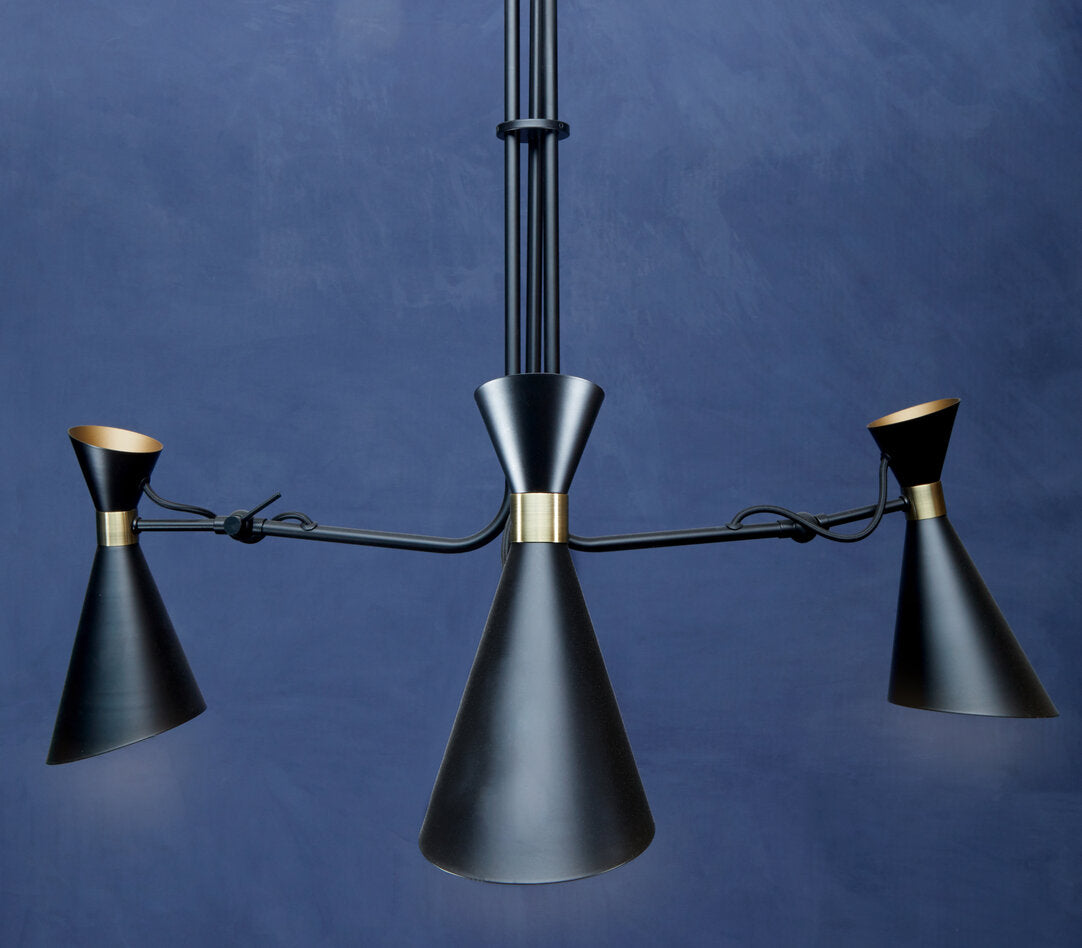 Bath 3 Shade Black And Gold Bent Arm Pendant