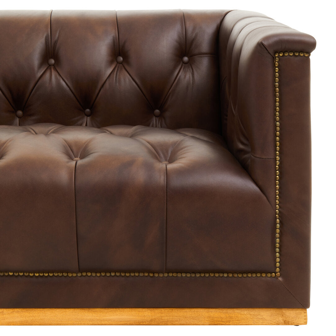 Bath Three Seater Tufted Leather Sofa