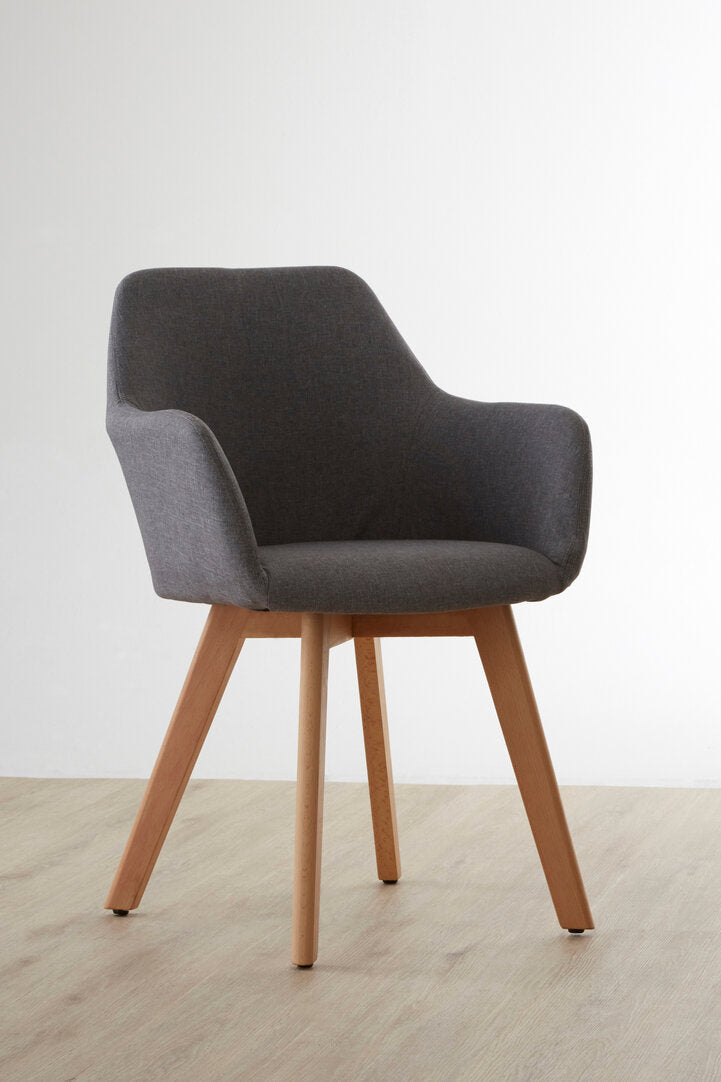 Richmond Grey Fabric Chair With Wood Legs