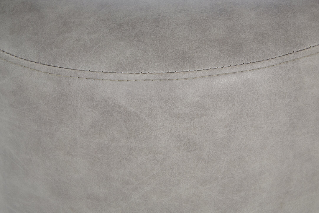 Devon Ash Grey Faux Leather Pouffe