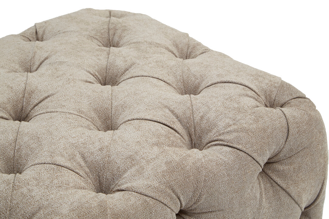 Kensington Natural Fabric Tufted Stool