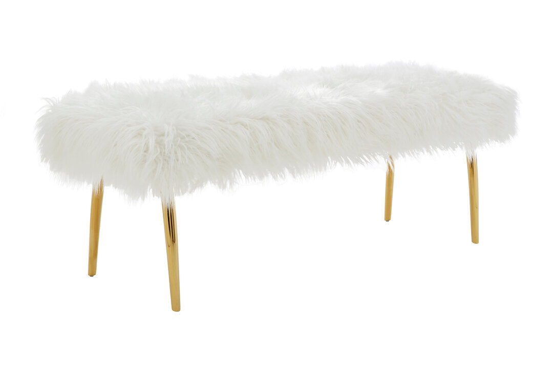 Sorrento Fur Effect Bench with Gold Legs