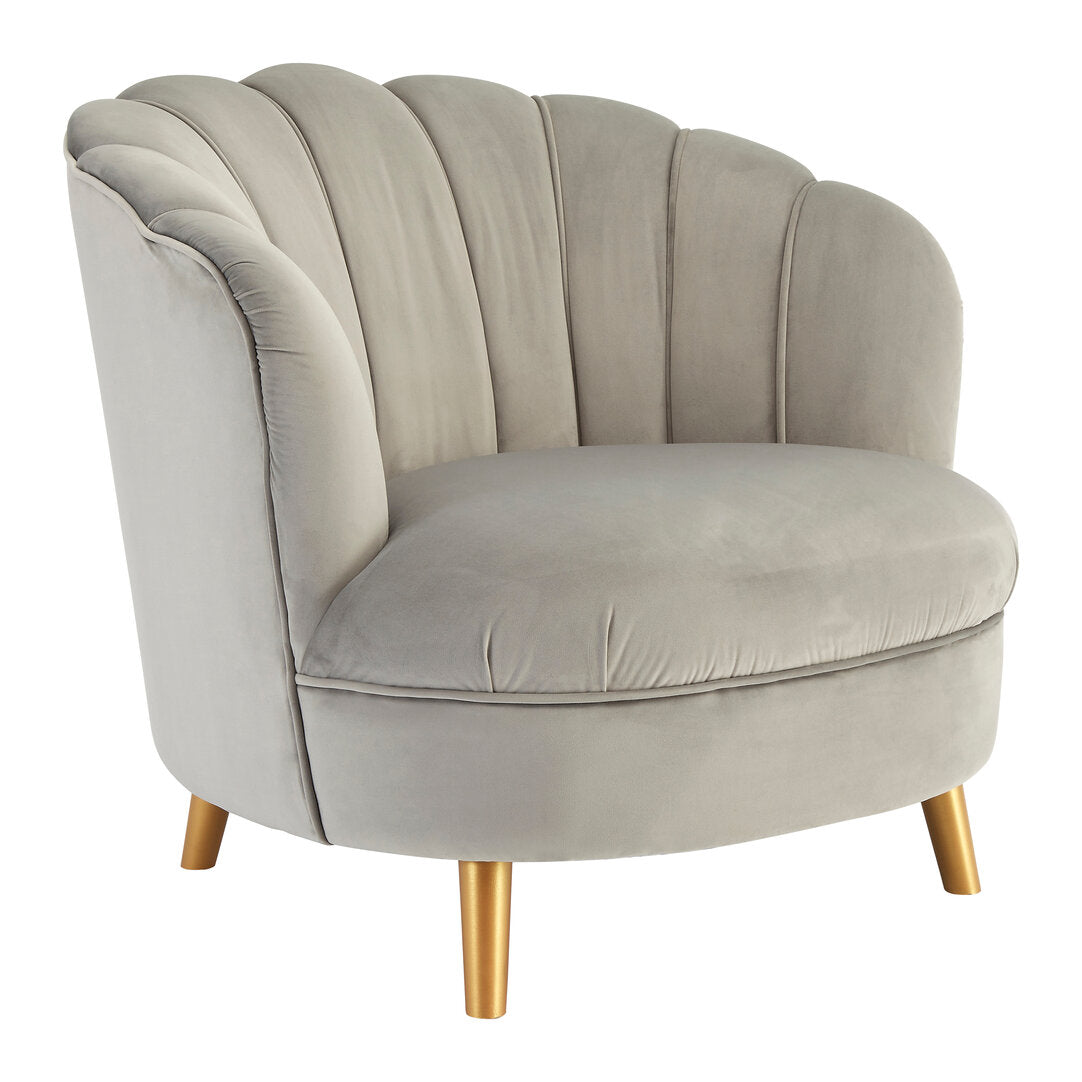 Florence Velvet Chair With Gold Wood Legs Grey