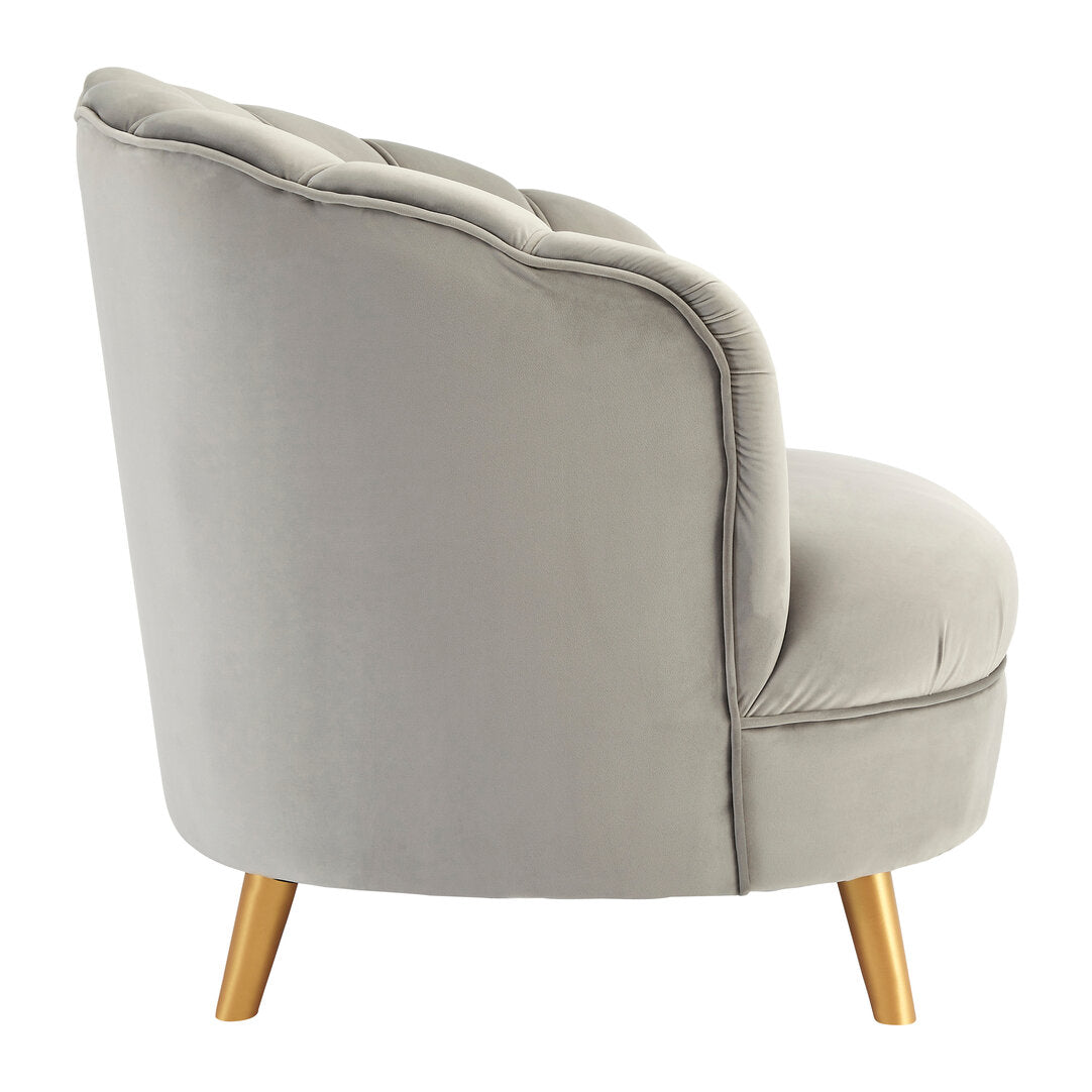 Florence Velvet Chair With Gold Wood Legs Grey