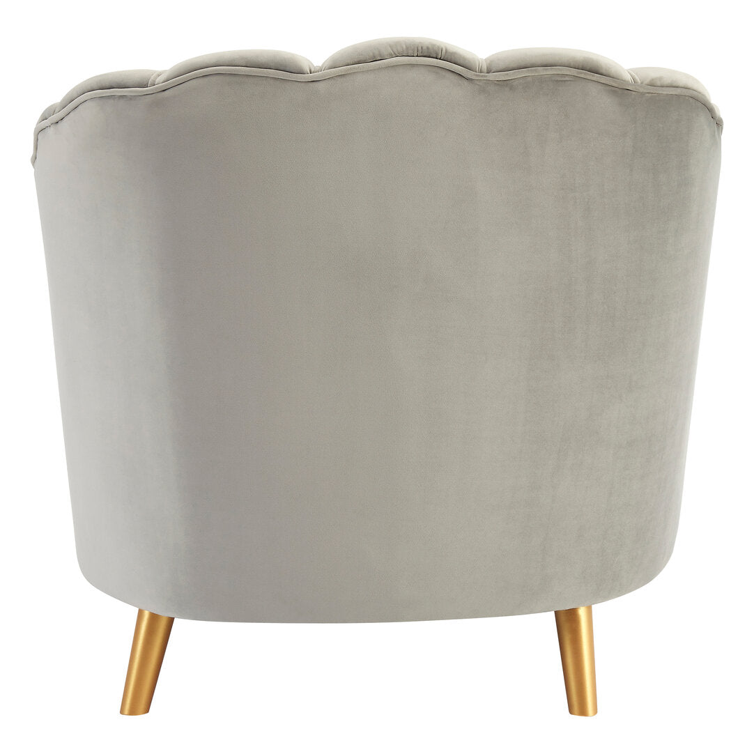 Florence Velvet Chair With Gold Wood Legs Grey