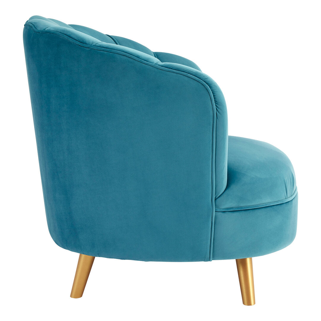 Florence Blue Velvet Chair With Gold Wood Legs