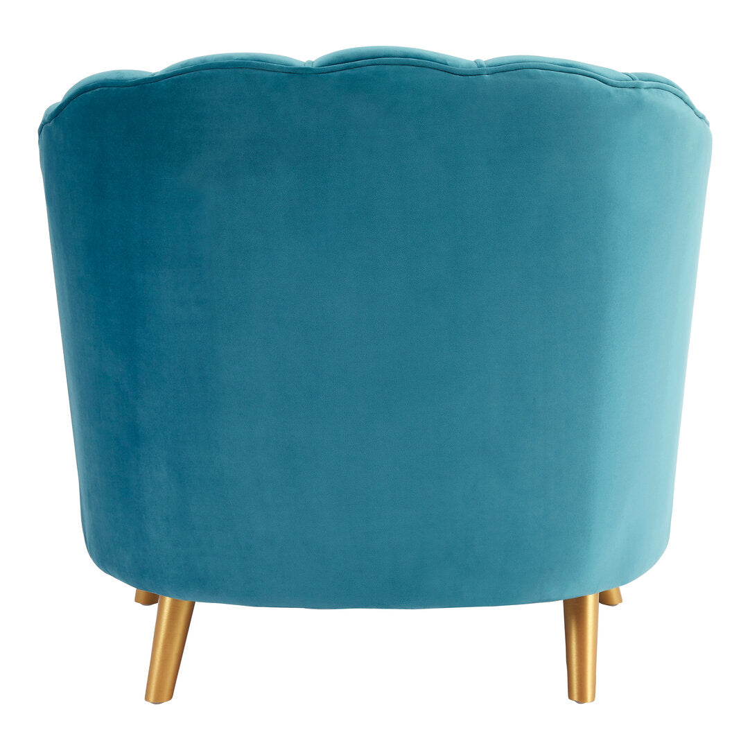 Florence Blue Velvet Chair With Gold Wood Legs