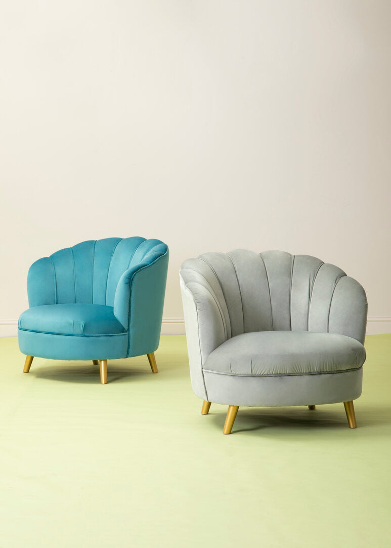 Florence Blue Velvet Chair With Gold Wood Legs