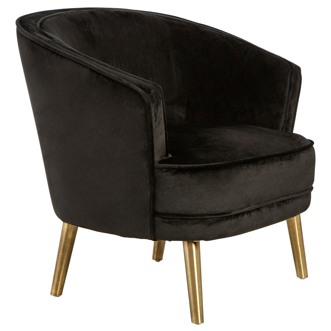 Como Black Velvet Round Chair
