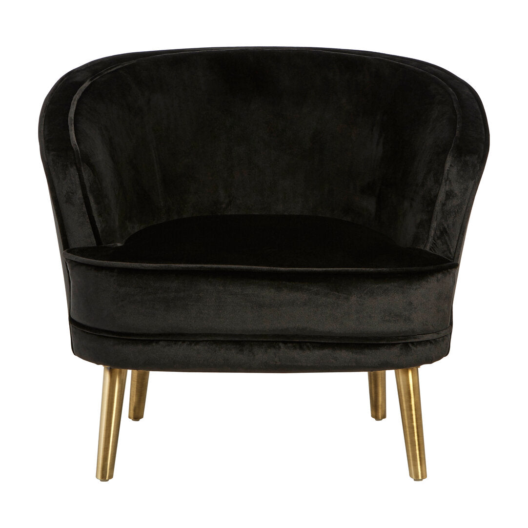 Como Black Velvet Round Chair