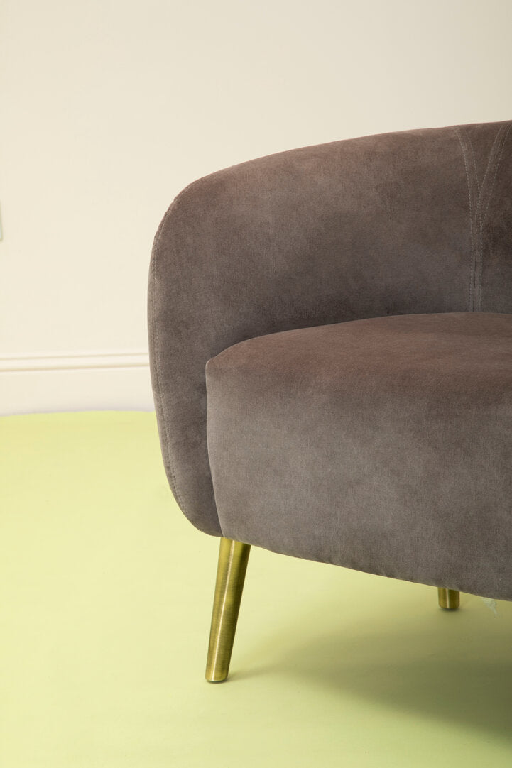 Como Grey Velvet Round Armchair