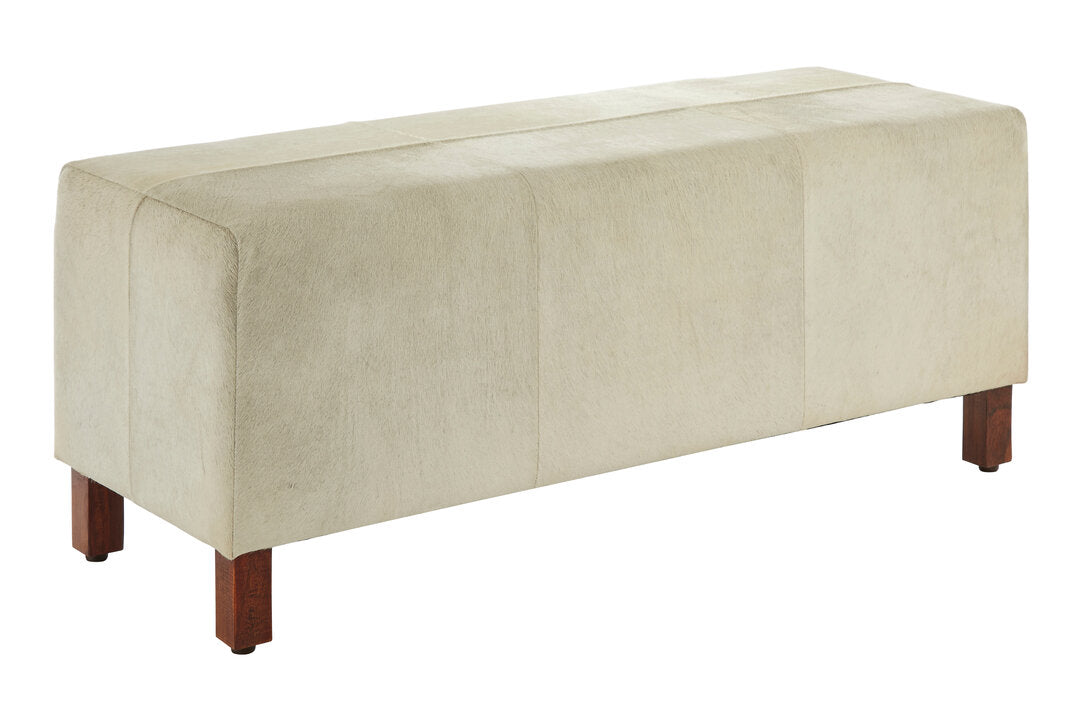 Vienna Townhouse Natural Leather Bench With Wood Legs