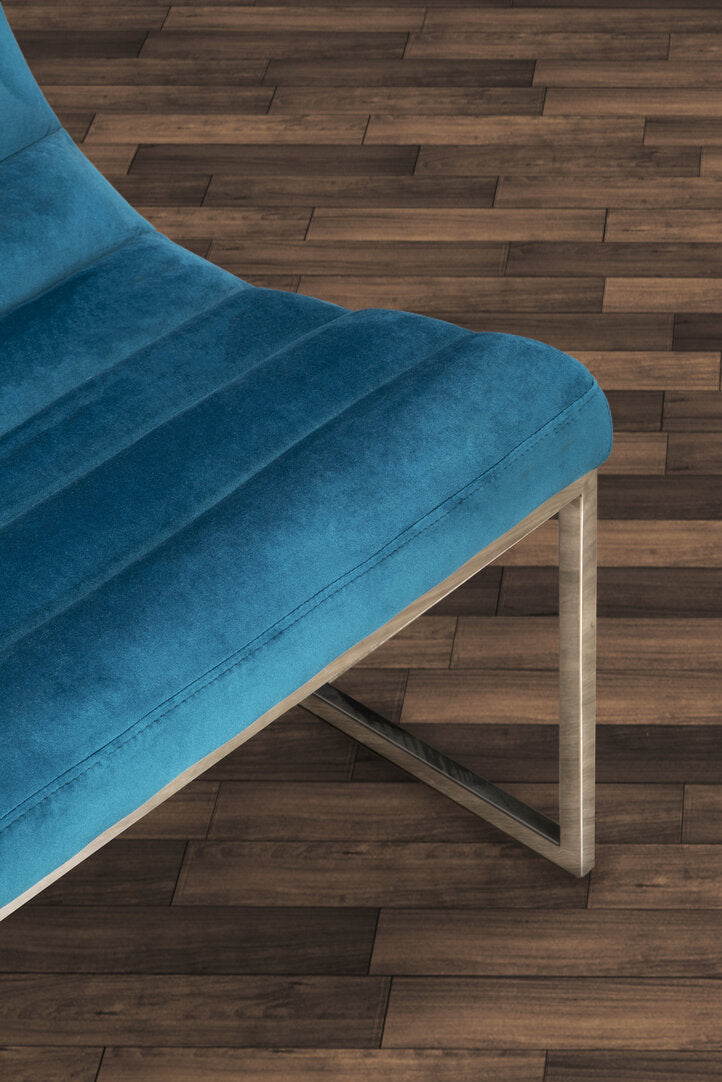 Valencia Teal Velvet Curved Lounge Chair