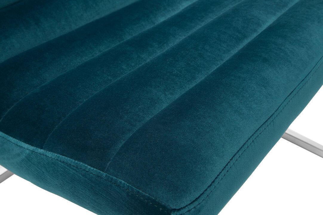 Valencia Teal Velvet Curved Lounge Chair