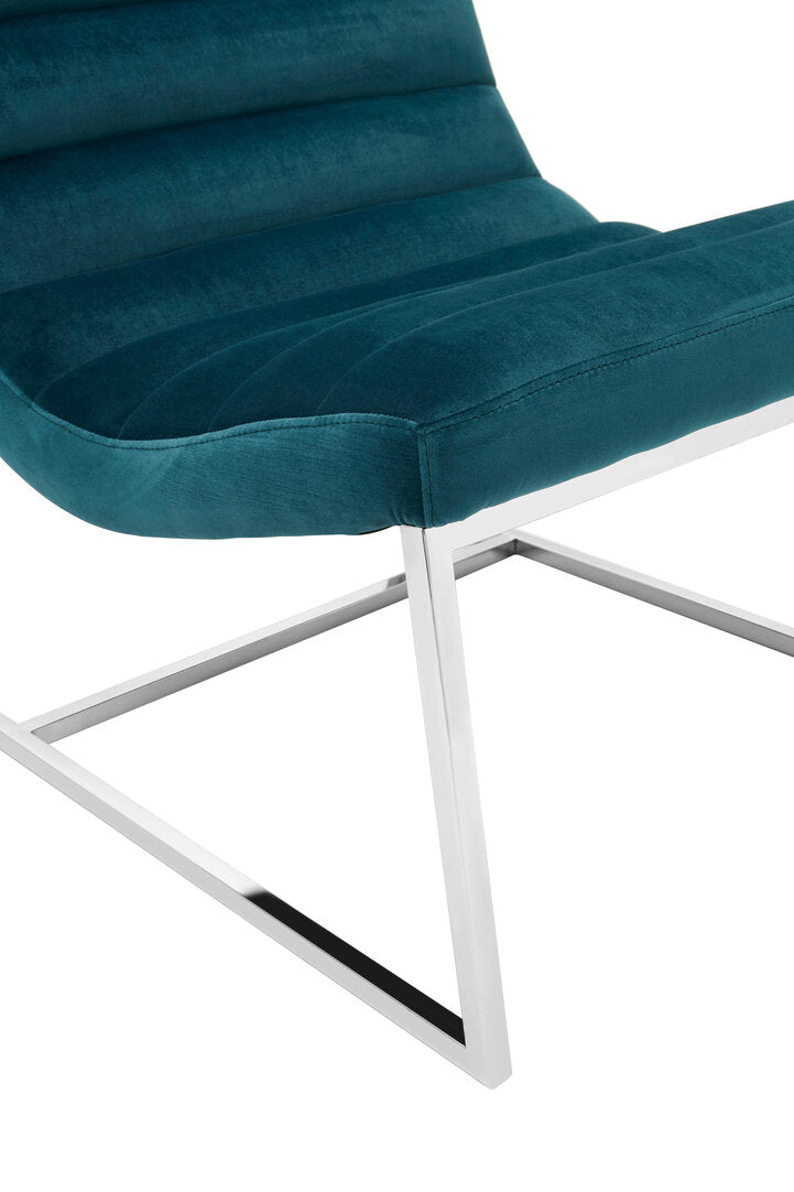 Valencia Teal Velvet Curved Lounge Chair