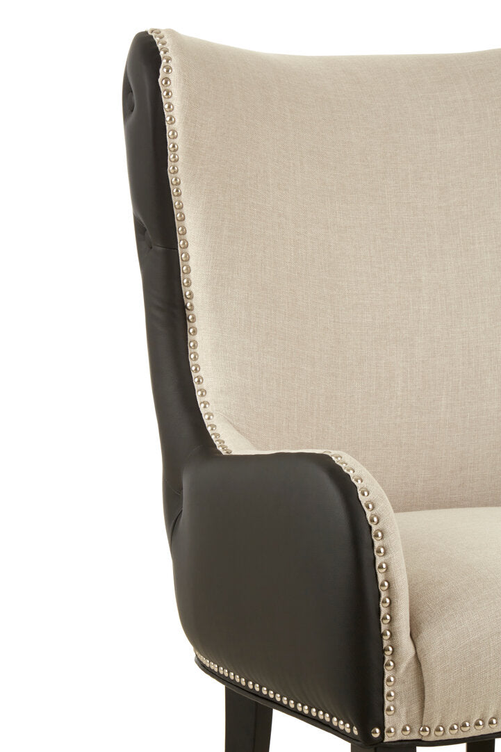 Lisbon Natural Fabric Chair with Black Leather Effect Back