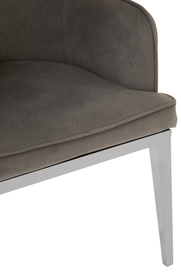 Notting Grey Velvet Dining Chair with Silver Finish Legs