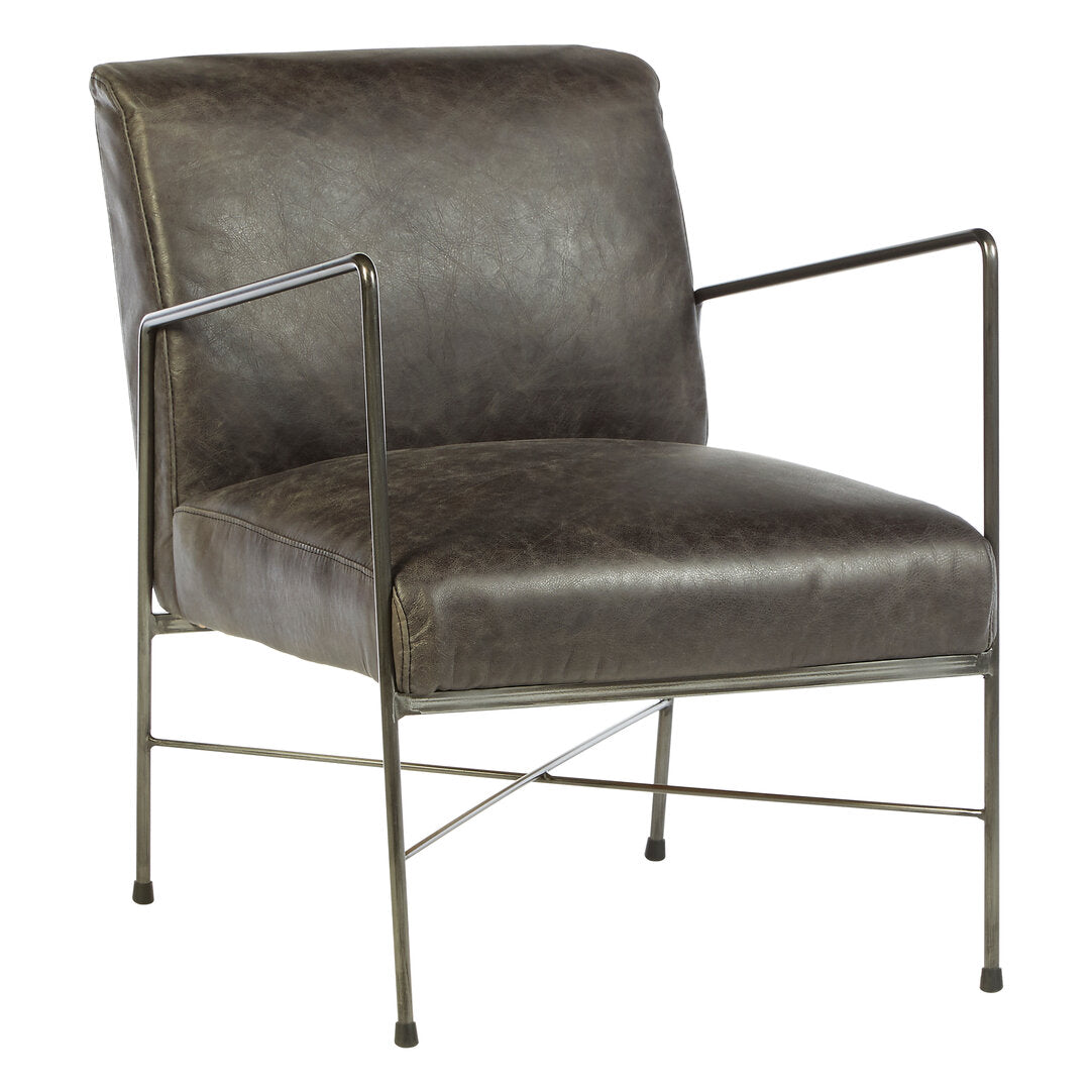 Harrogate Grey Leather Lounge Chair