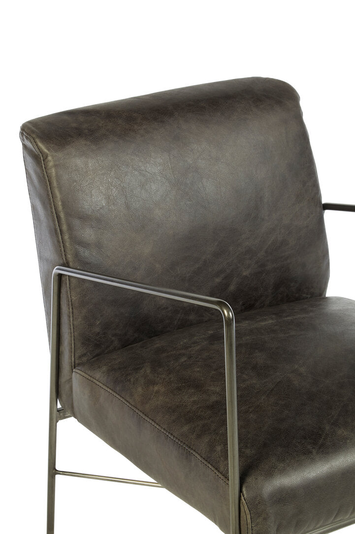 Harrogate Grey Leather Lounge Chair