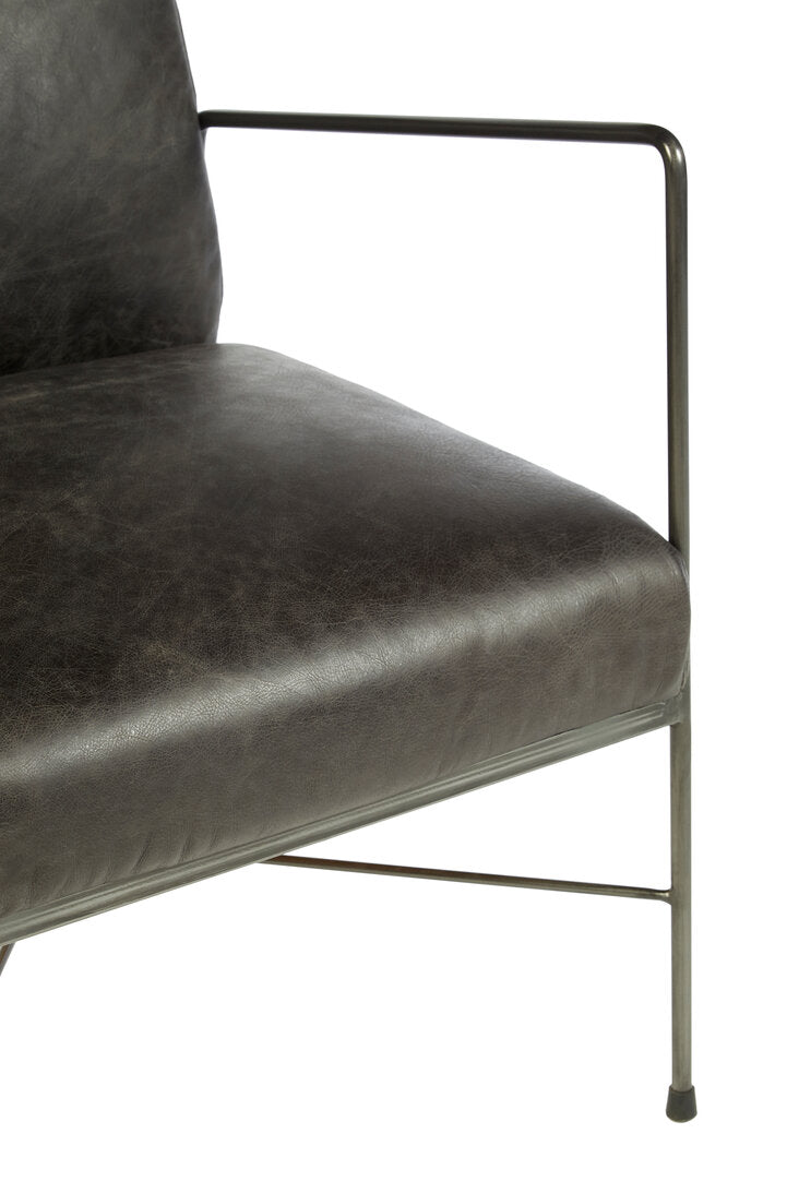 Harrogate Grey Leather Lounge Chair