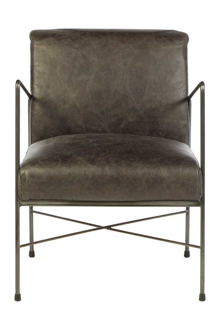 Harrogate Grey Leather Lounge Chair