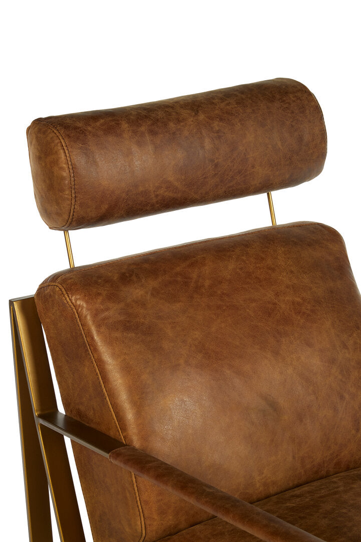Harrogate Light Brown Leather Lounge Chair With Iron Frame