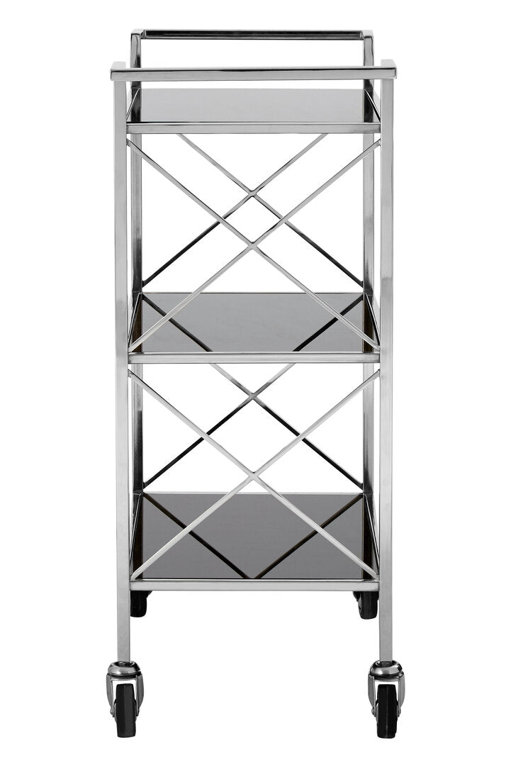 Brighton Black Mirrored Glass 3 Tier Trolley