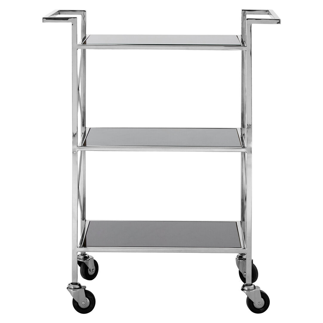 Brighton Black Mirrored Glass 3 Tier Trolley