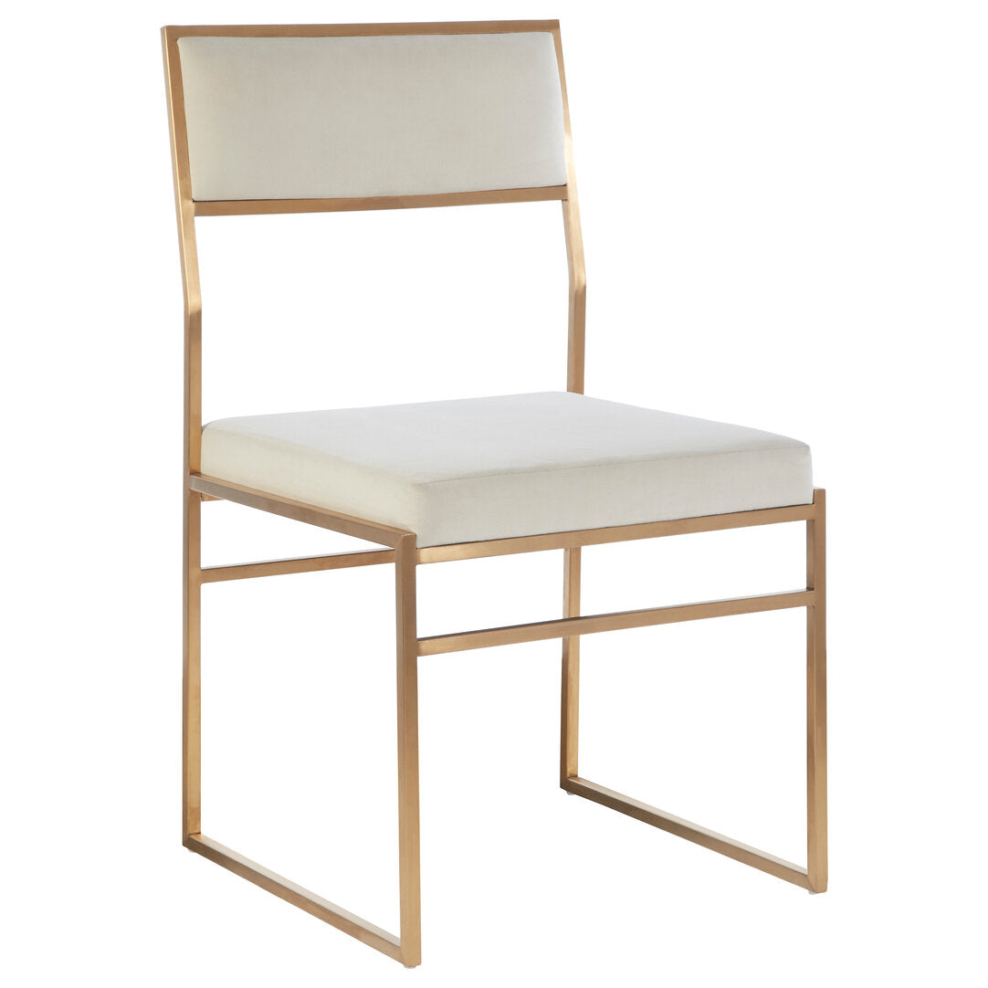 Turin Milky White Velvet Dining Chair