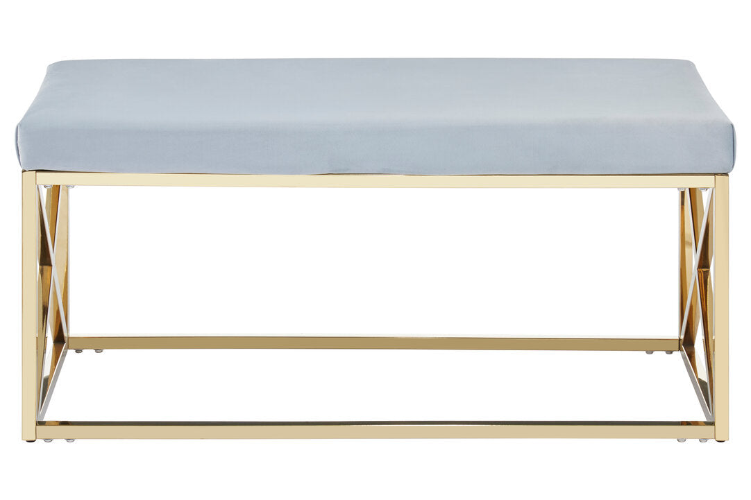 Aurora Powder Blue Velvet And Gold Bench