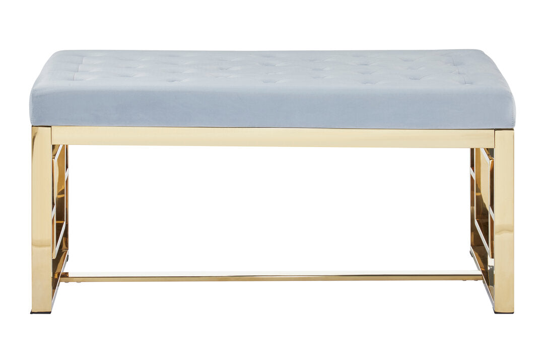 Aurora Powder Grey Tufted Bench