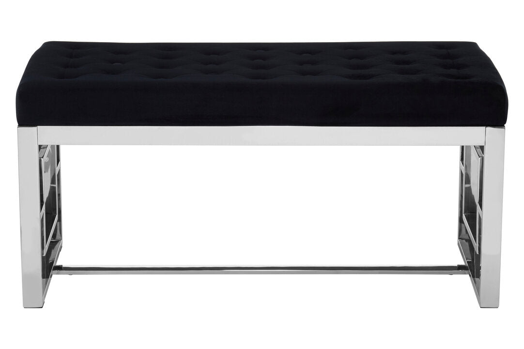 Aurora Black Tufted Bench