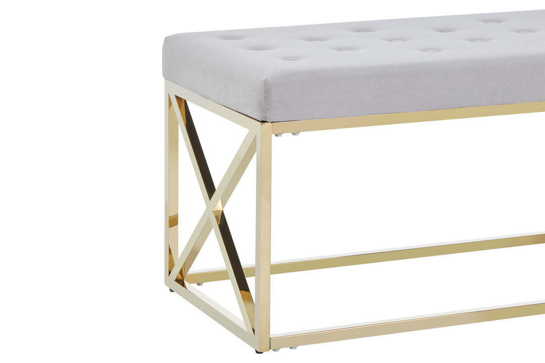 Aurora Mink Velvet Gold Finish Bench