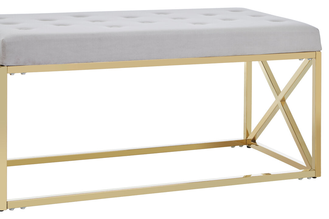 Aurora Mink Velvet Gold Finish Bench