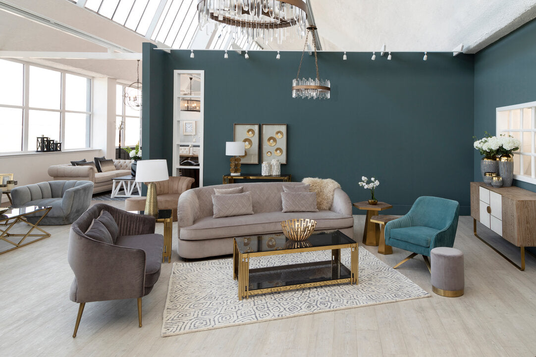 Whitby Three Seat Grey Cotton Velvet Sofa