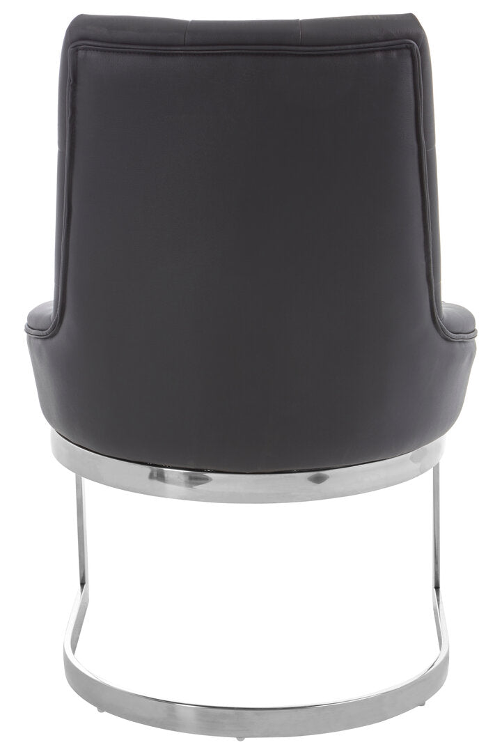 Devon Tufted Black Faux Leather Dining Chair