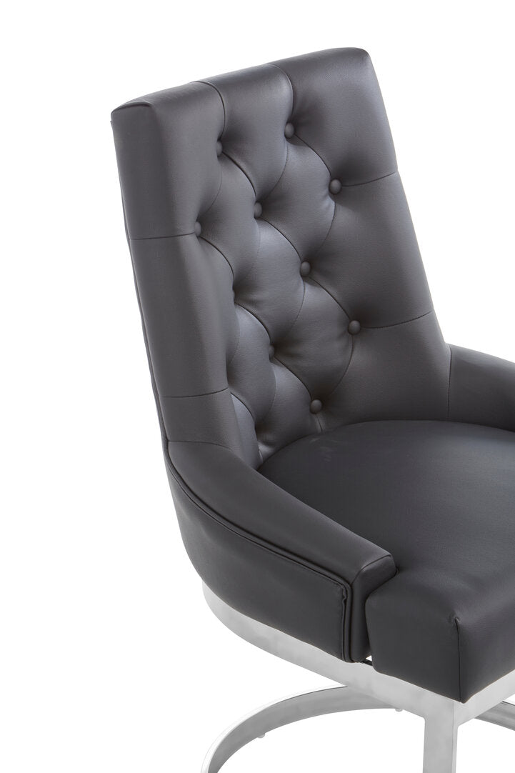 Devon Tufted Black Faux Leather Dining Chair
