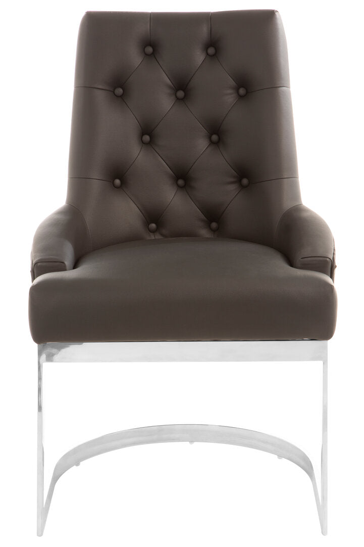 Devon Tufted Black Faux Leather Dining Chair