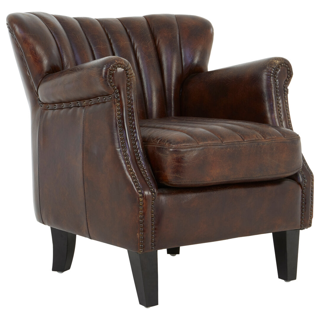 Verona Winged Brown Leather Armchair